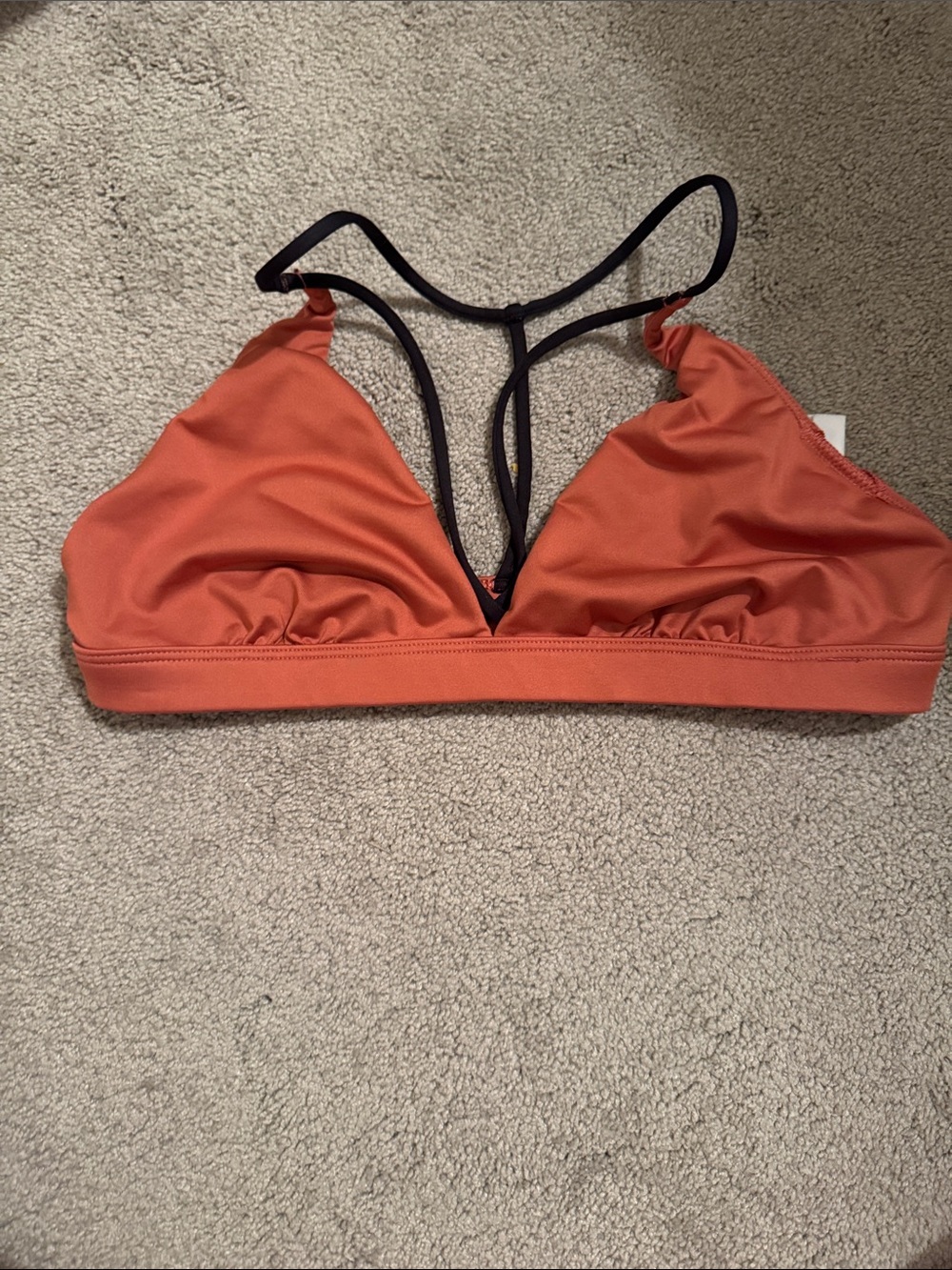 Victorias Secret Sport Women's Rust Triangle Bralette with Black Straps